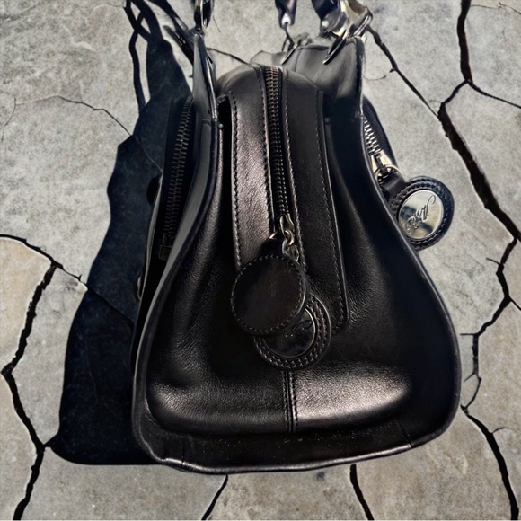 Rodger Vivier Paris Dark Leather Double Handle Satchel Handbag - Picture 5 of 13